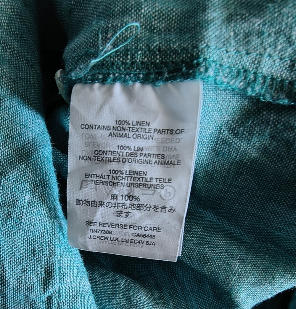 J Crew x Baird McNutt Irish Linen Sea Foam Blue Green Top 6 - Picture 5 of 5